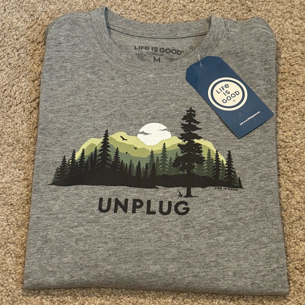 Life Is Good Heather Gray Tee with Nature Design